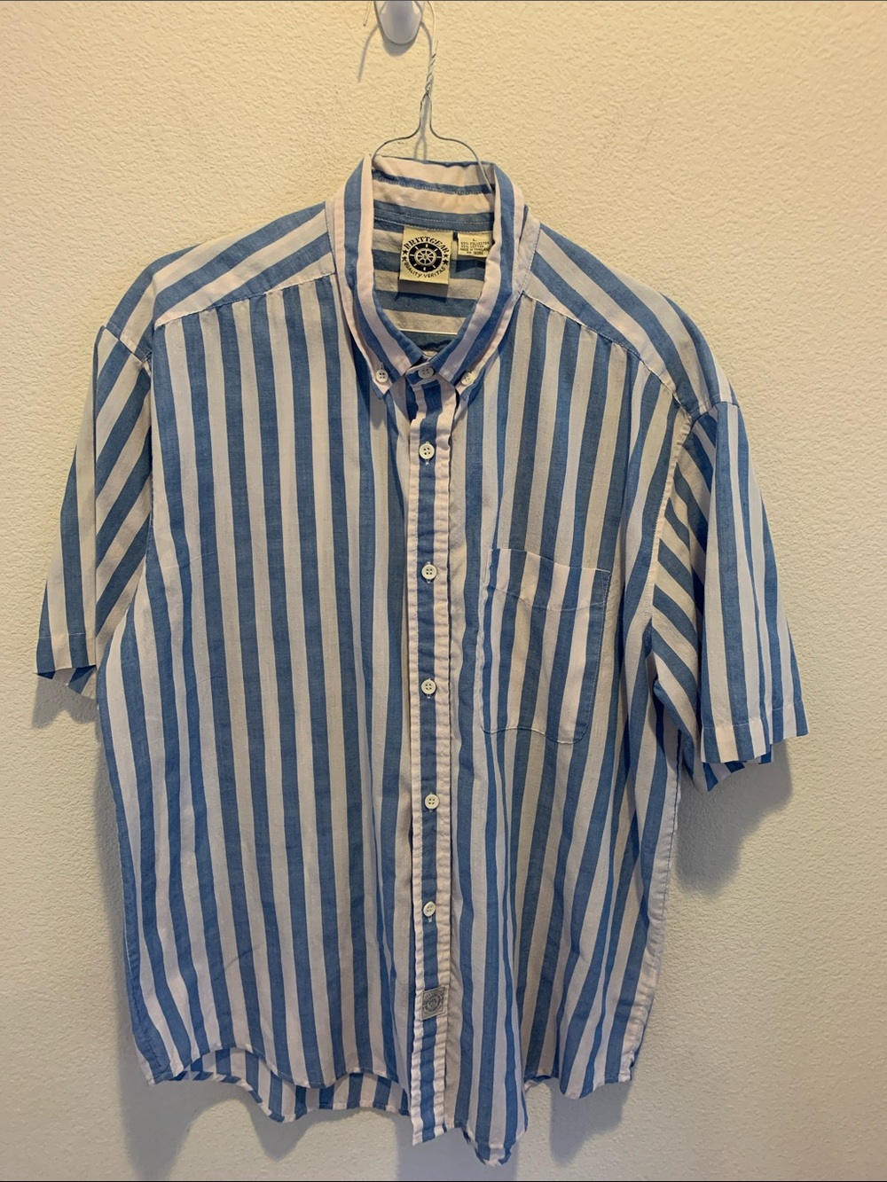 Y2K Vintage Brittgear Mens button down Blue & White Stripe from Brittania 1990’s